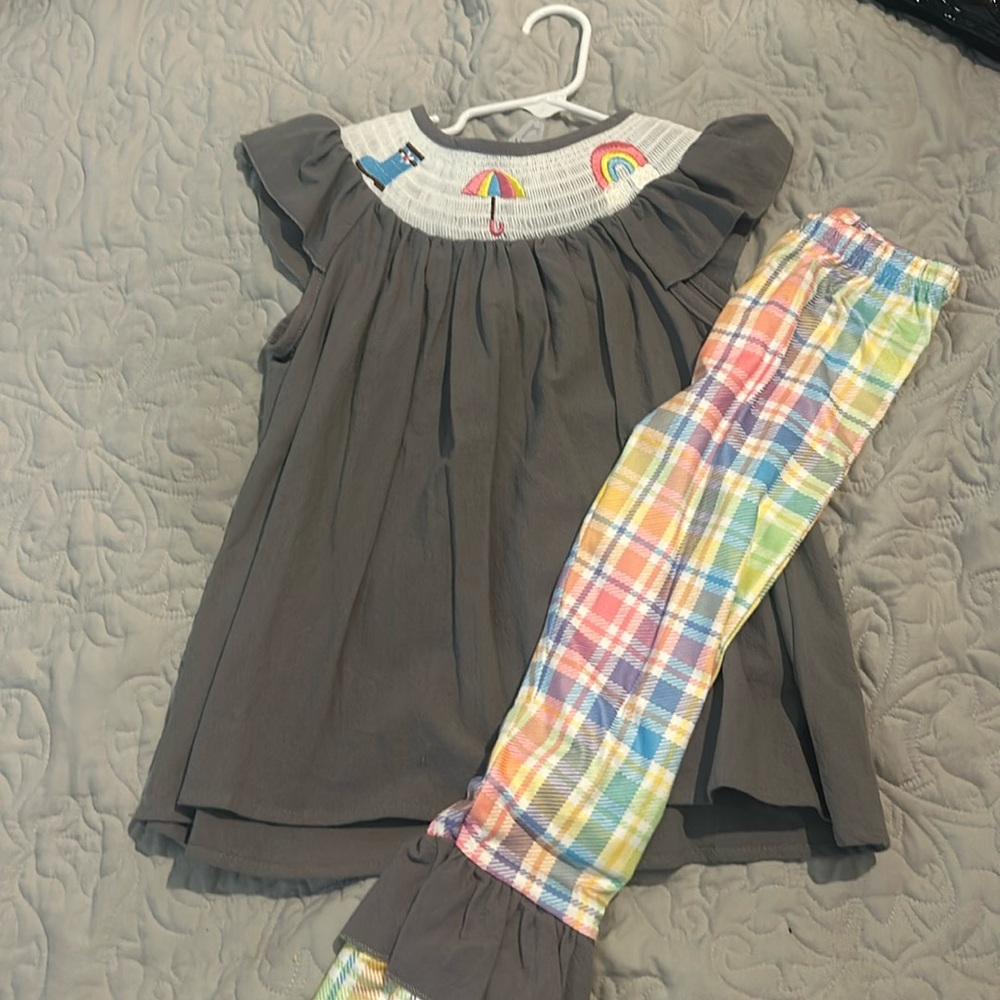 Smocked “rain” pant/top suit